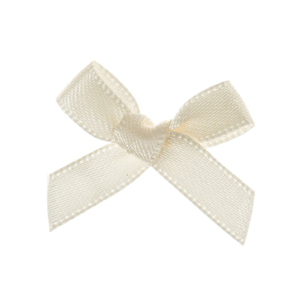 Small ivory satin ribbon bows