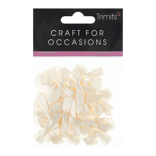 Small ivory satin ribbon bows
