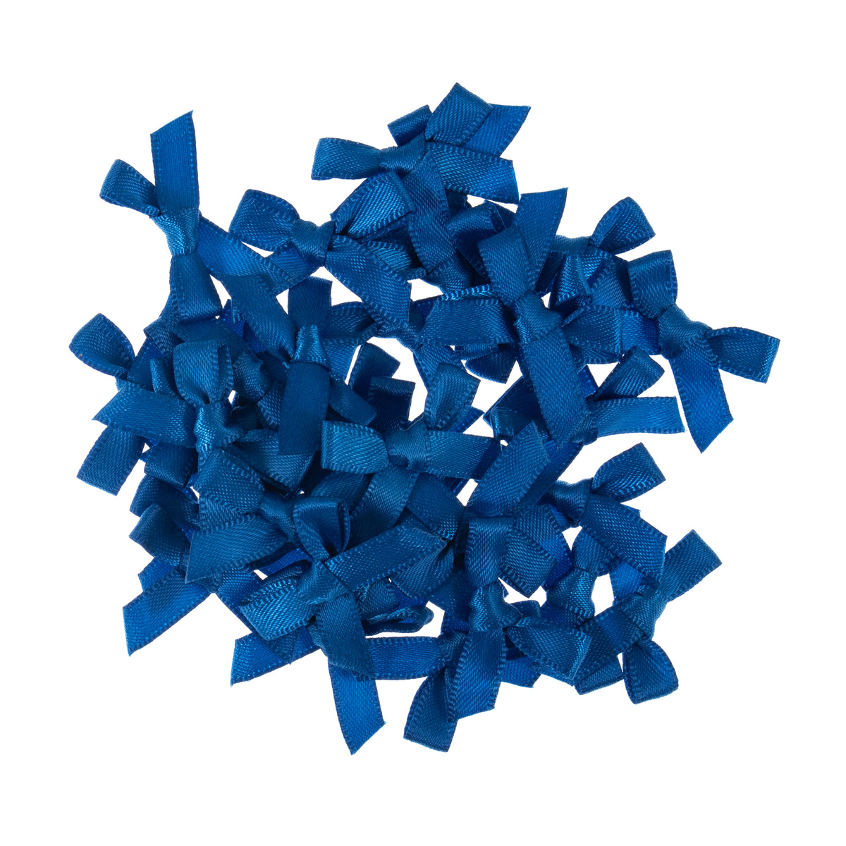 Small bright blue satin ribbon bows