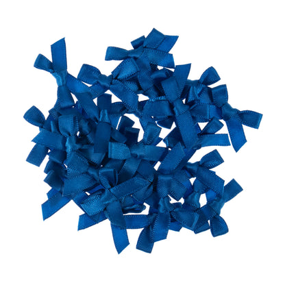 Small bright blue satin ribbon bows