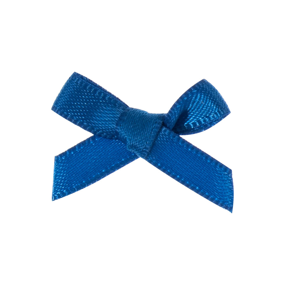 Small bright blue satin ribbon bows