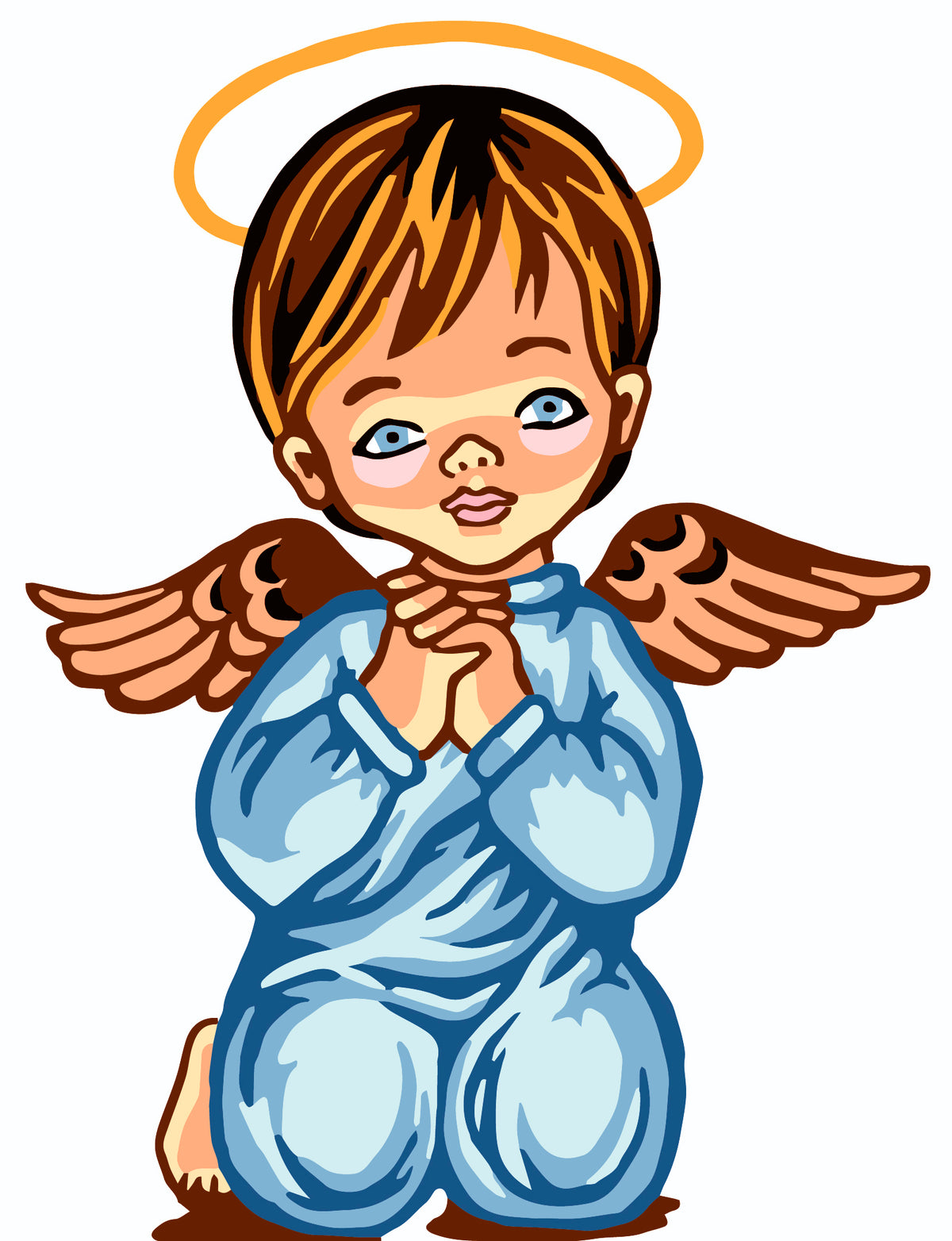 Printed tapestry canvas of a praying angel boy