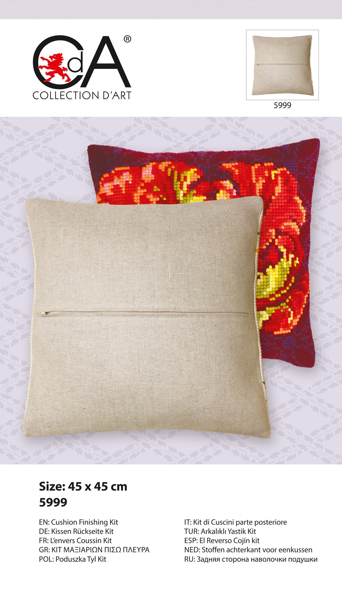 Light cream cotton cushion back with zip