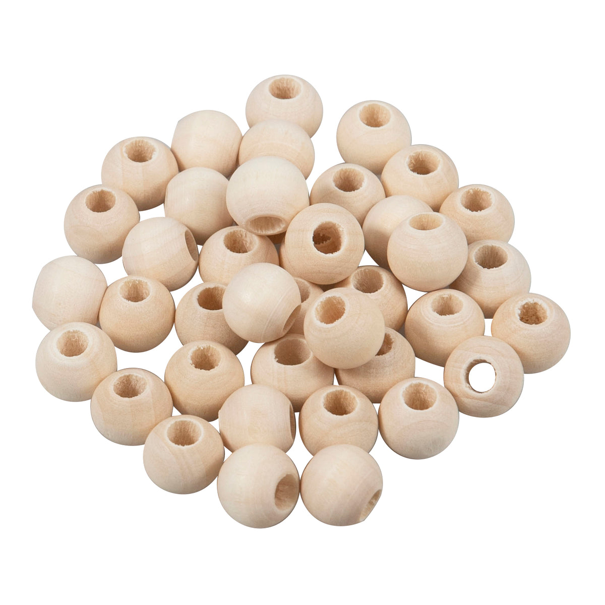 Pile of natural 10mm beech wood beads