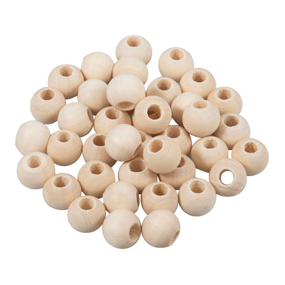 Pile of natural 10mm beech wood beads