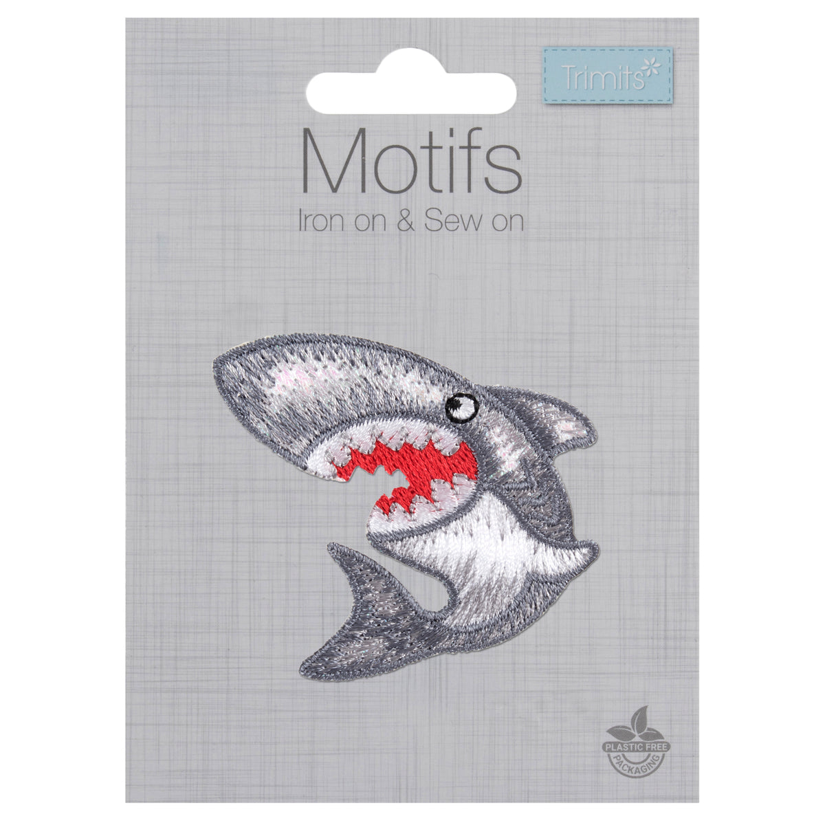 Embroidered shark motif