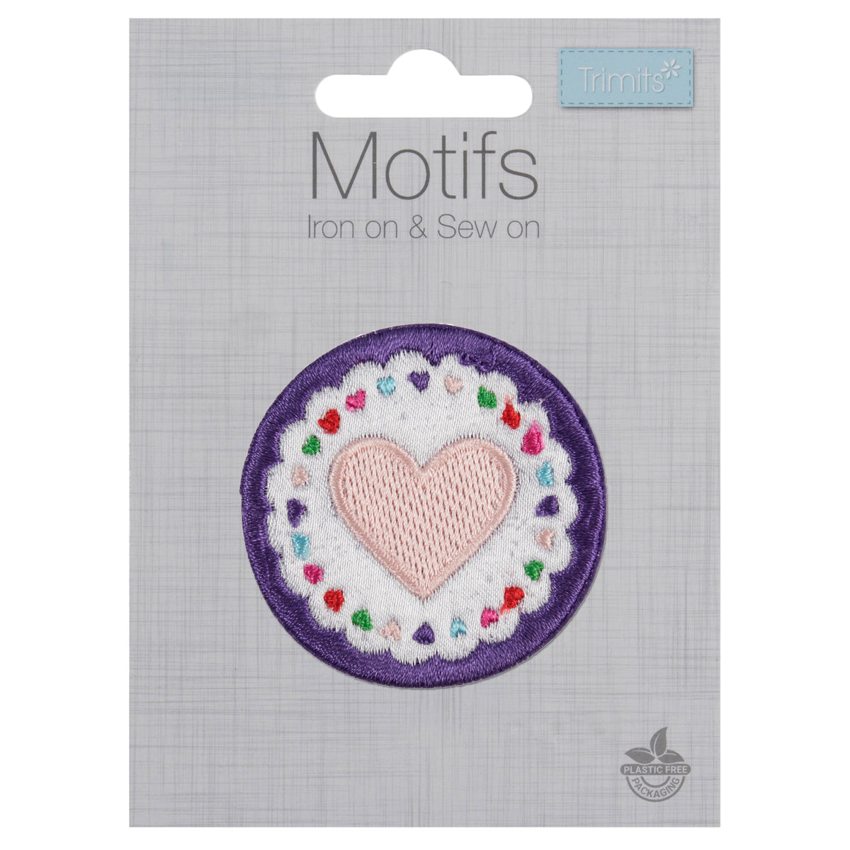 Embroidered circle heart motif
