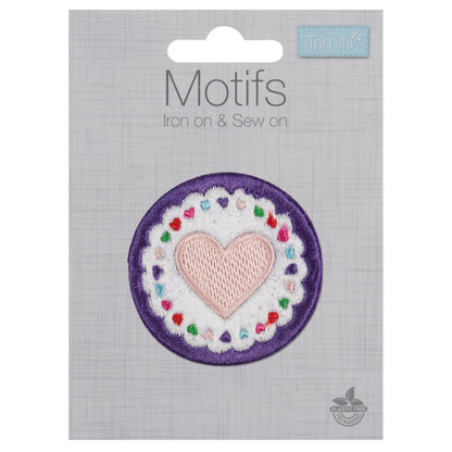 Embroidered circle heart motif