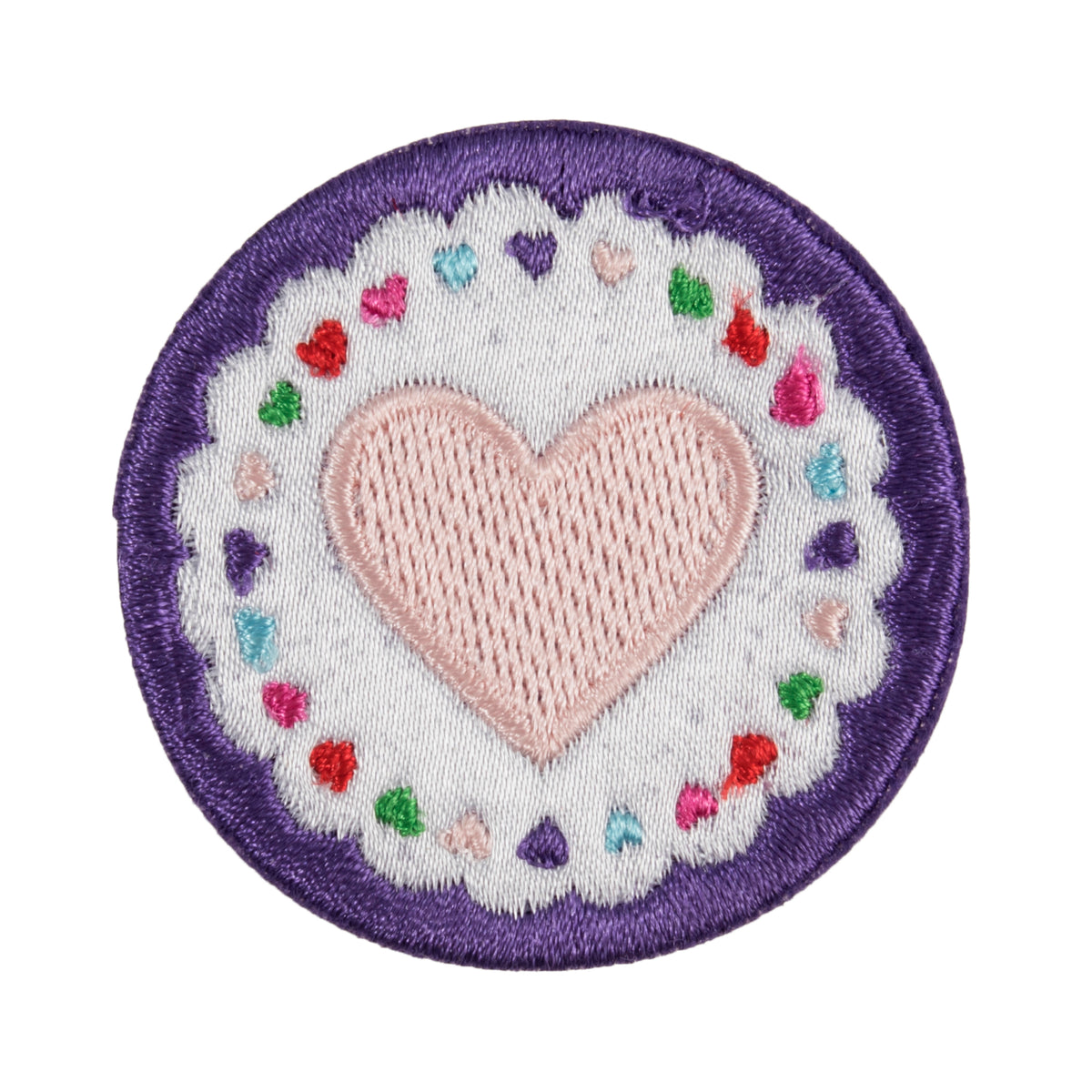 Embroidered circle heart motif