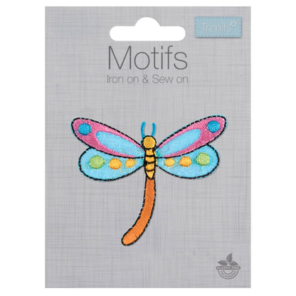 Embroidered dragonfly motif