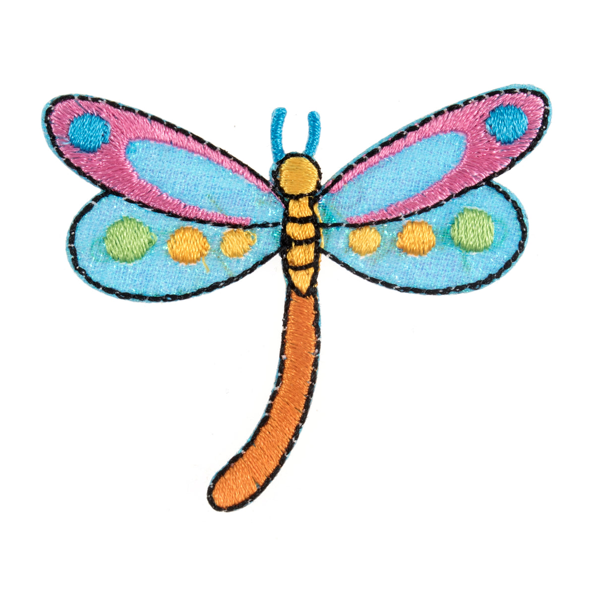 Embroidered dragonfly motif