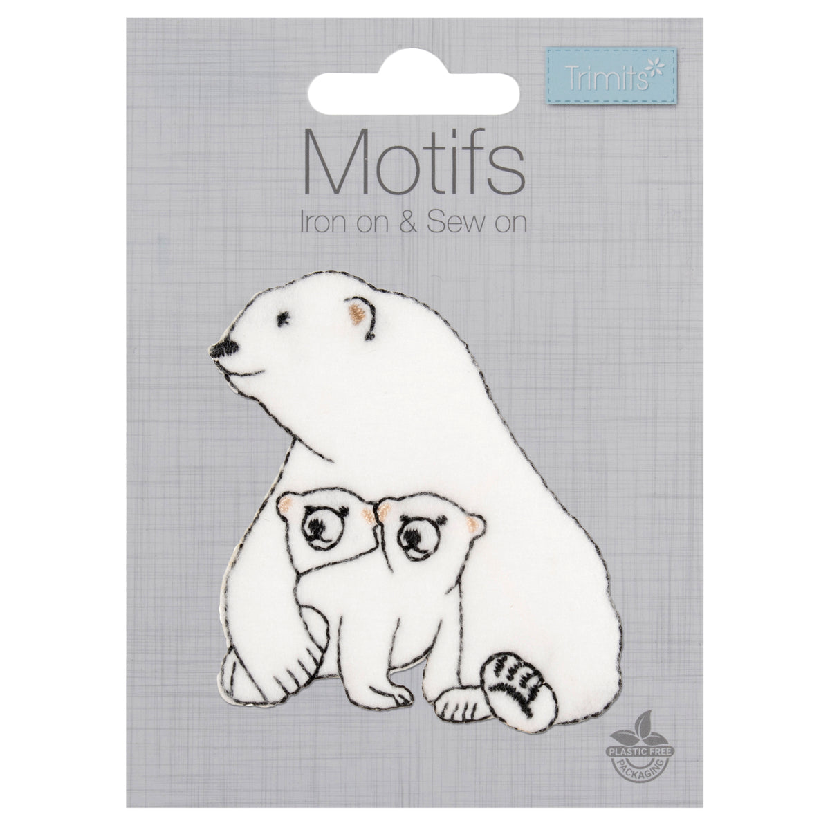 Embroidered polar bear and cubs motif