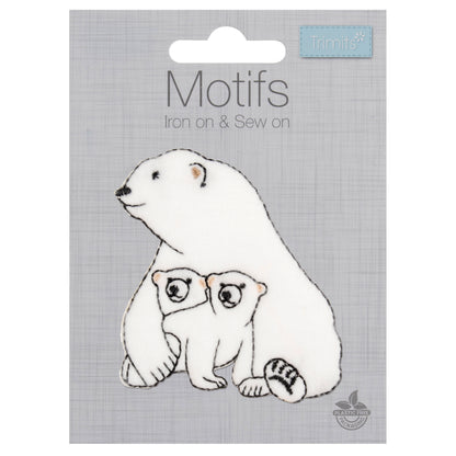 Embroidered polar bear and cubs motif