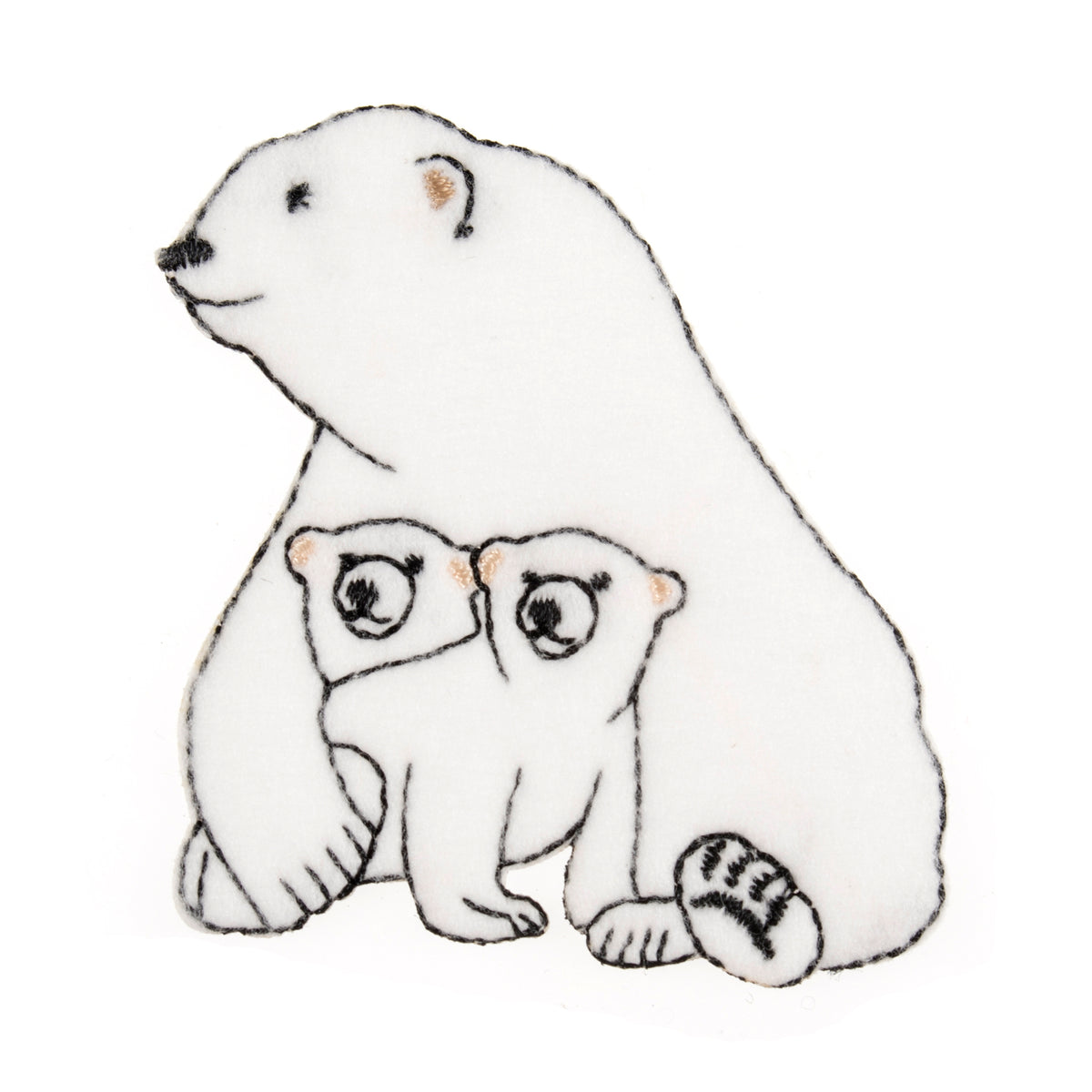 Embroidered polar bear and cubs motif