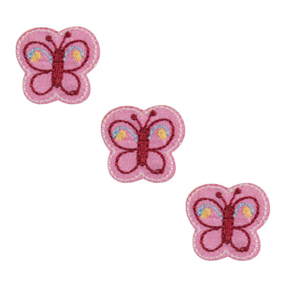 Three small pink butterfly motifs