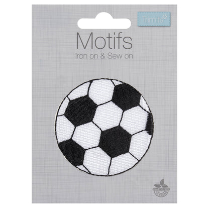 Black and white embroidered football motif