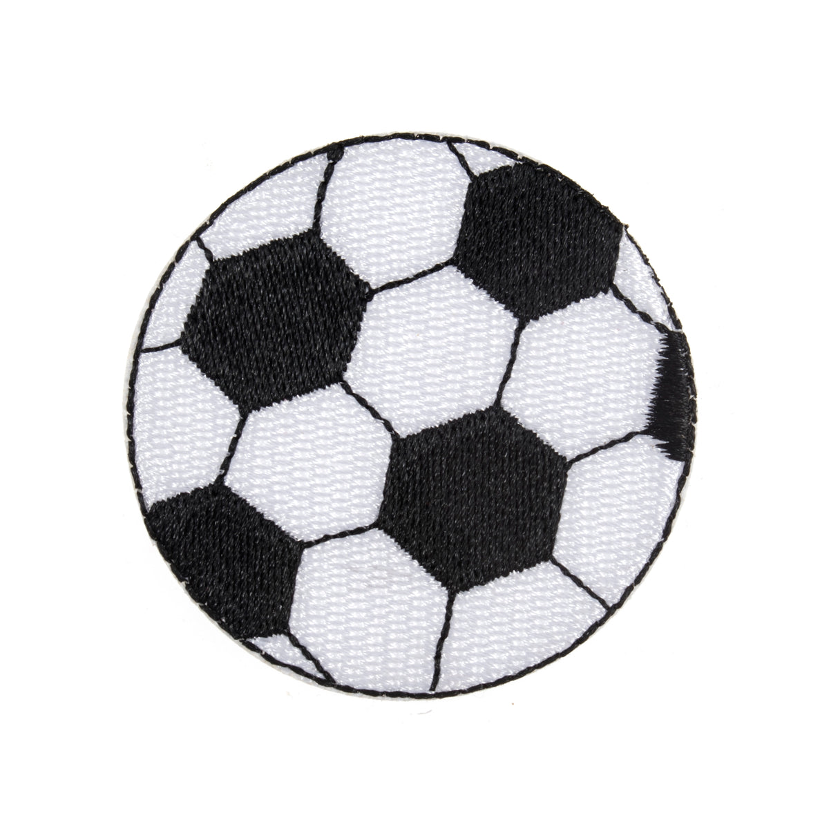 Black and white embroidered football motif