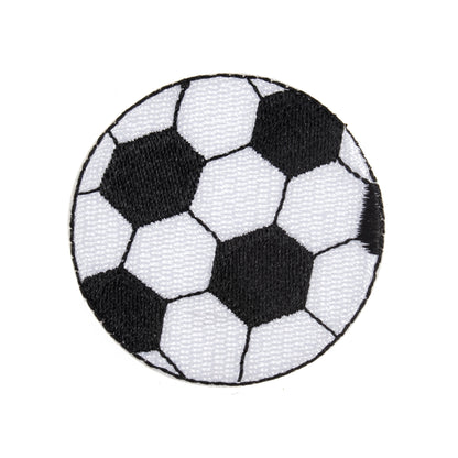 Black and white embroidered football motif