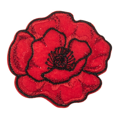 Embroidered red poppy motif