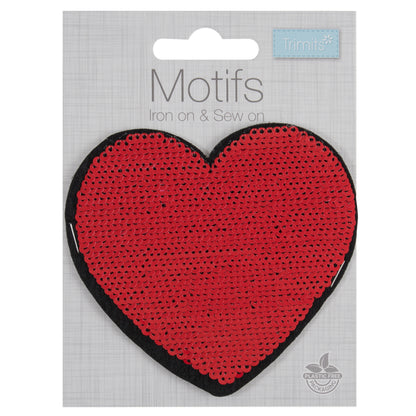 Red flip sequin heart motif