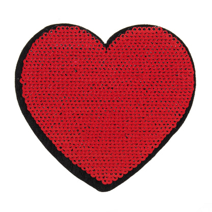 Red flip sequin heart motif