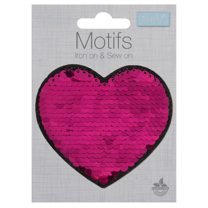 Pink flip sequin heart motif