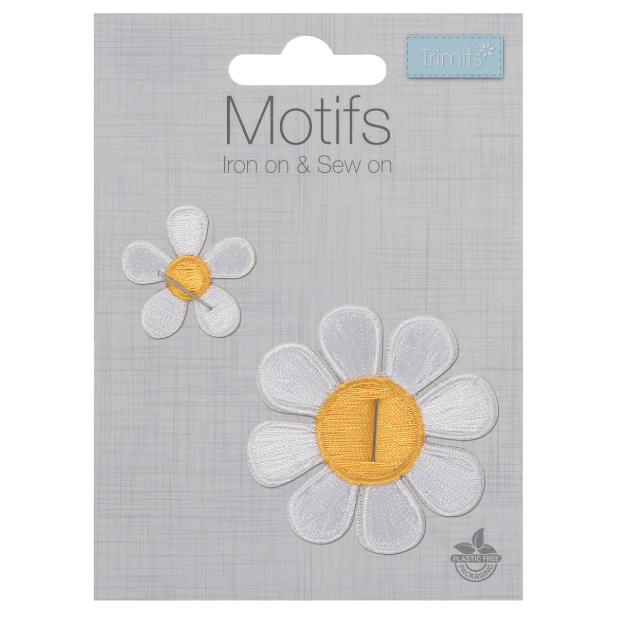 Embroidered white daisy flower motif