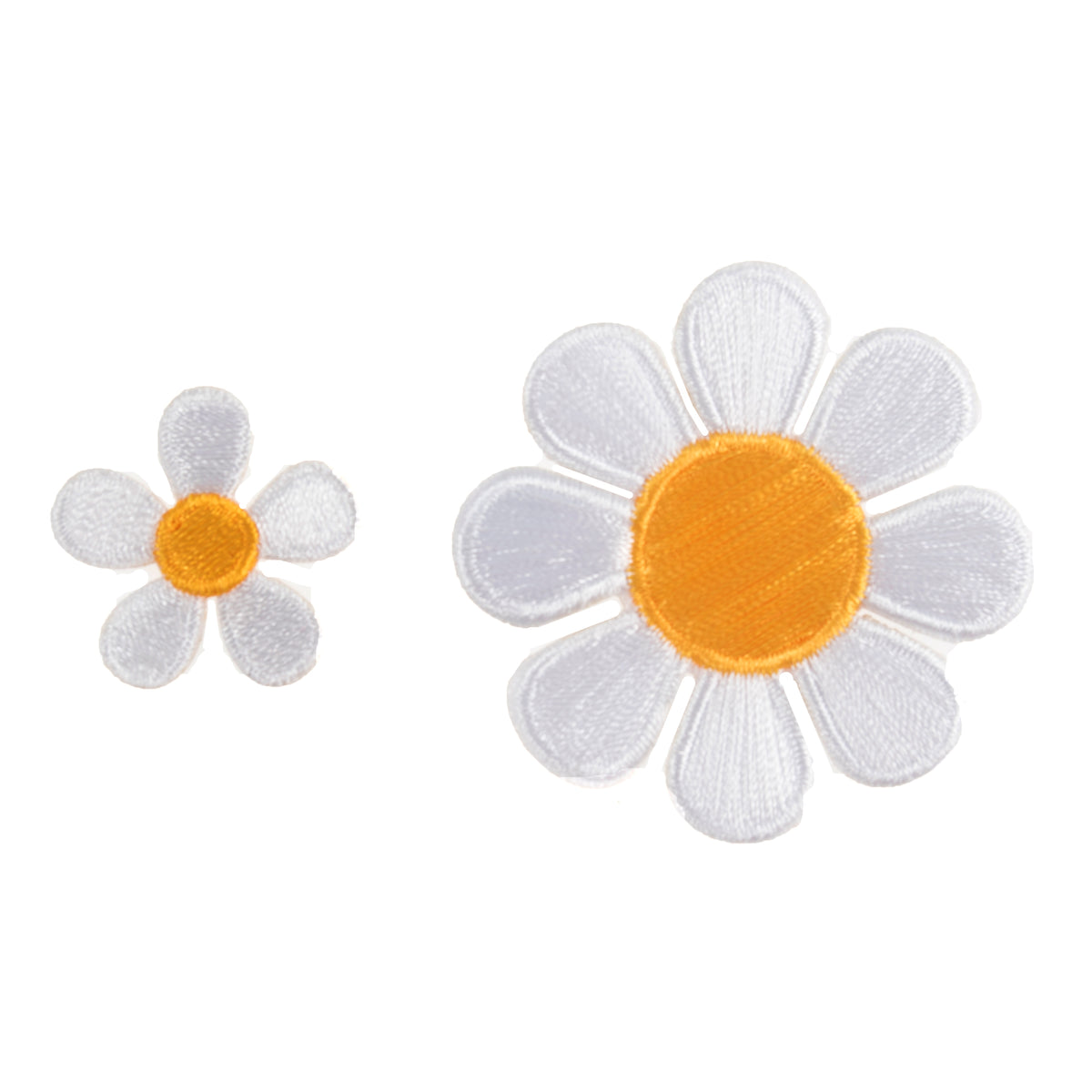 Embroidered white daisy flower motif