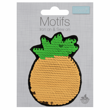Iron-On/Sew On Motif Patch - Flip Sequin Pineapple