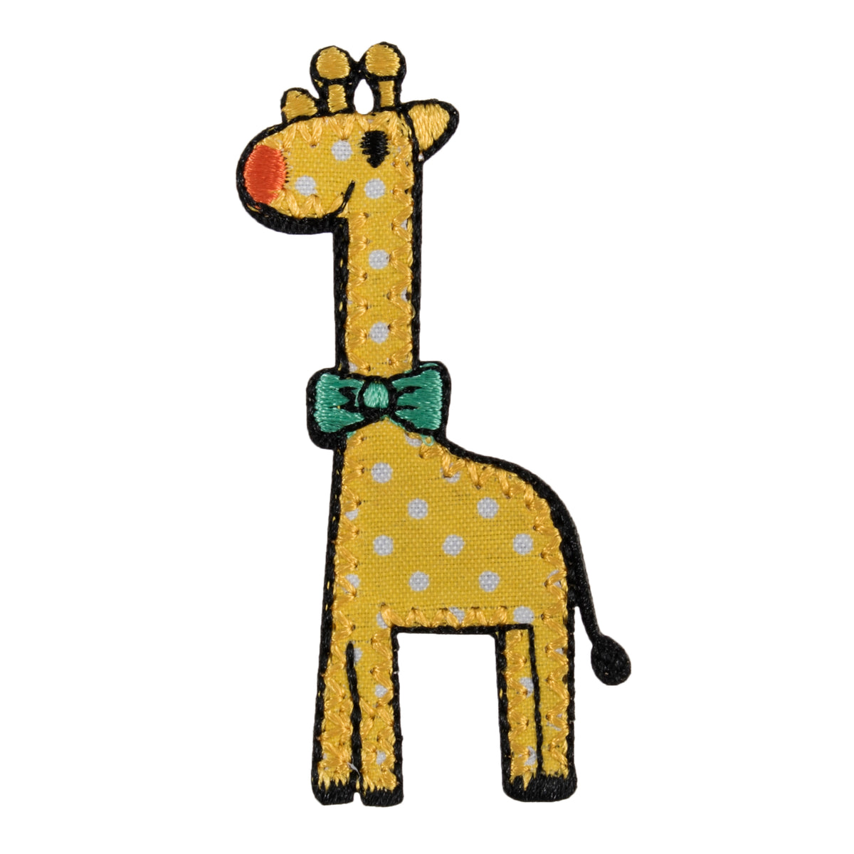 Embroidered yellow spotted giraffe motif