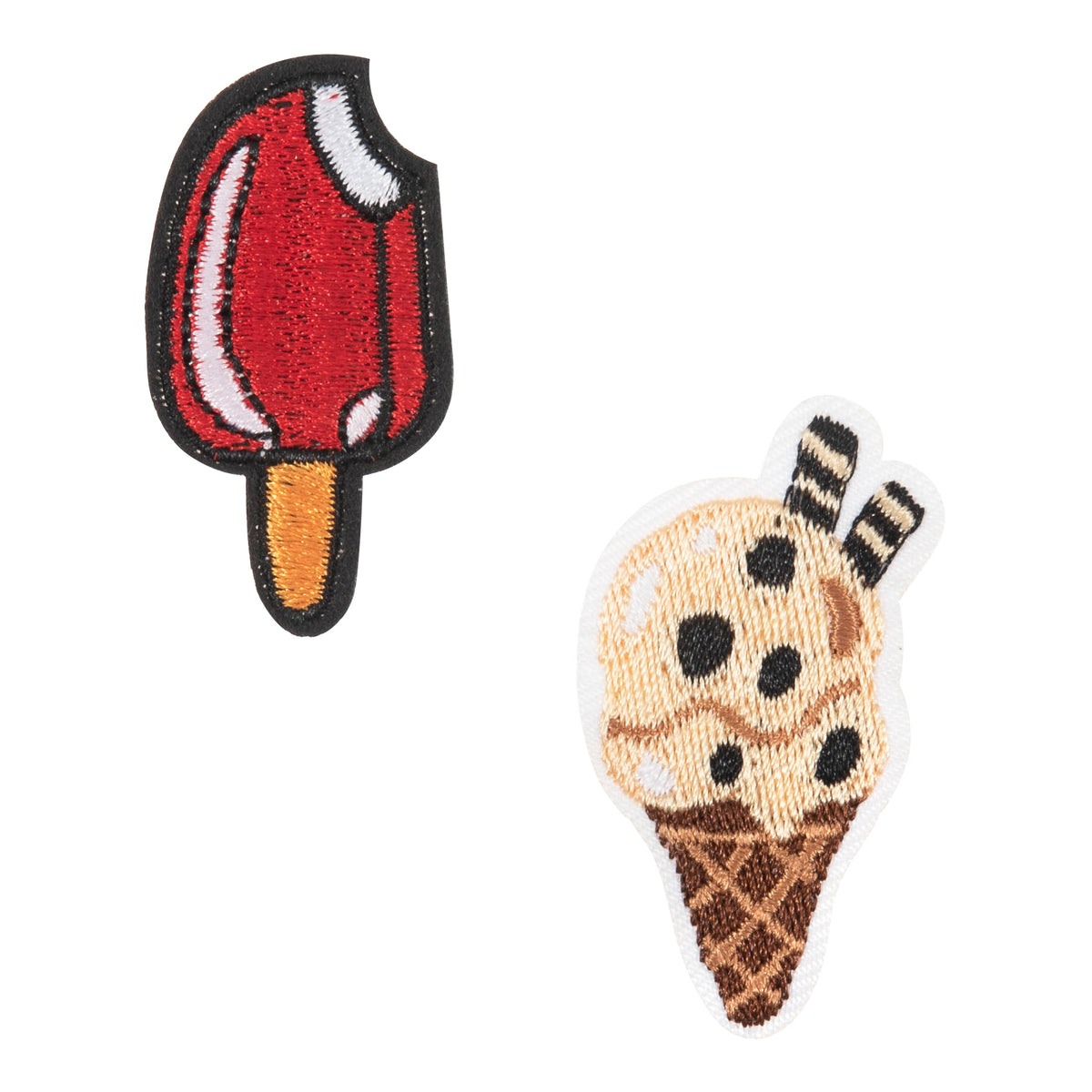 Embroidered ice lolly and ice cream iron-on motifs