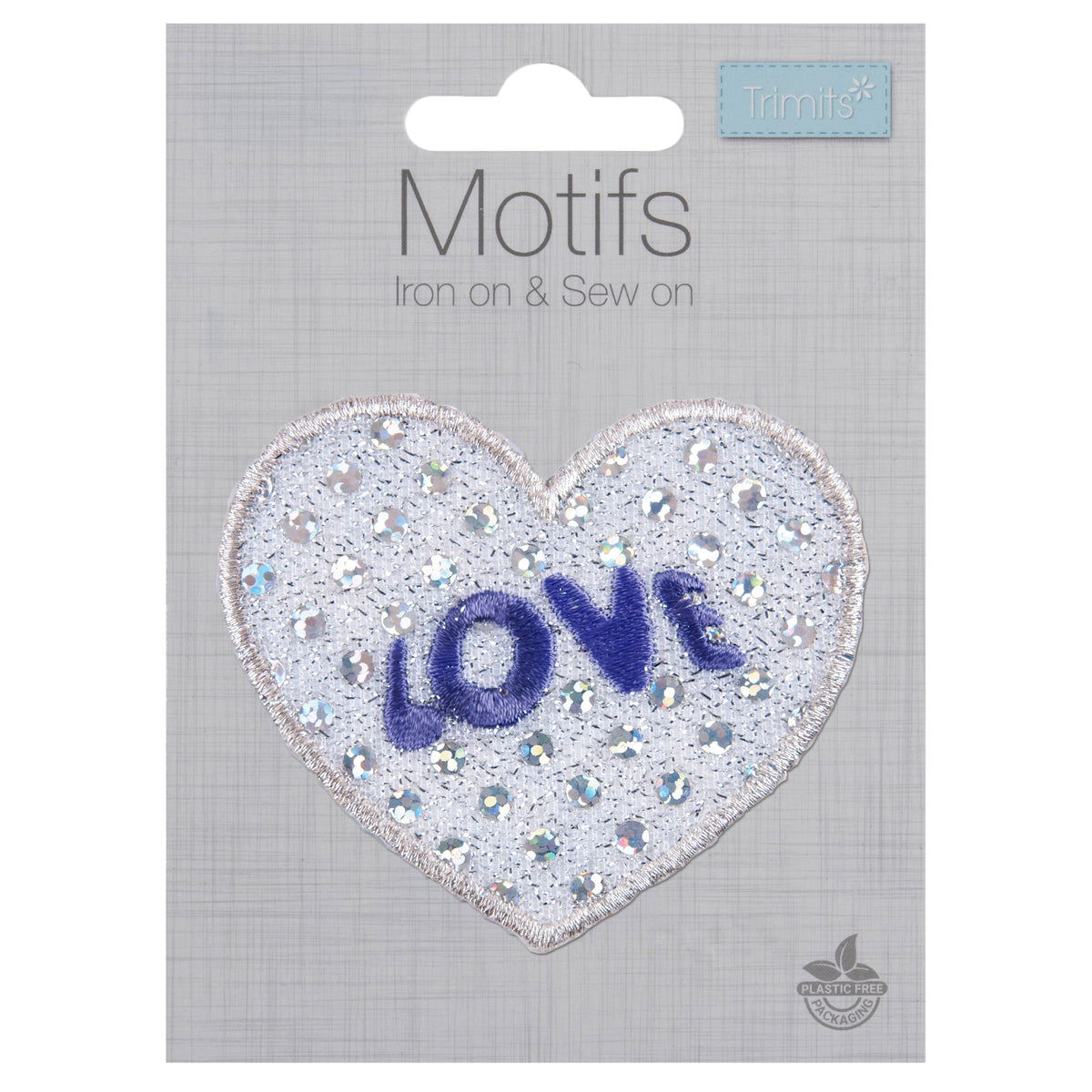 Silver sequinned heart motif