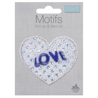 Silver sequinned heart motif