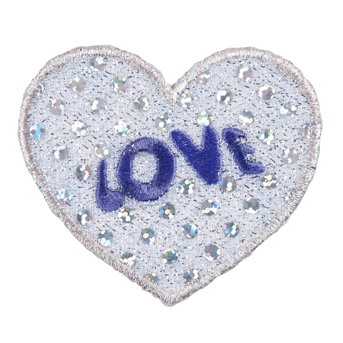 Silver sequinned heart motif