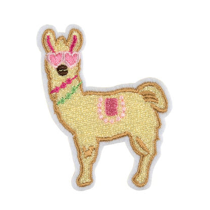 Embroidered llama wearing glasses motif