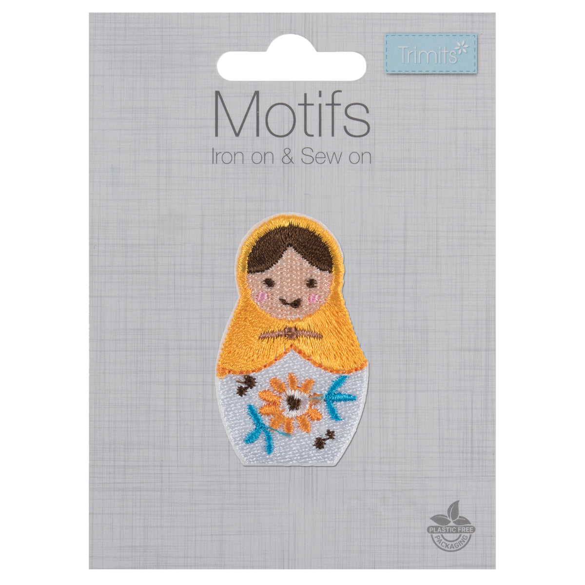 Embroidered Russian doll motif