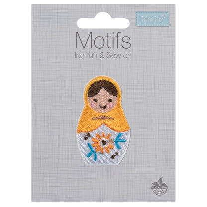 Embroidered Russian doll motif