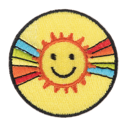 Embroidered yellow sun iron-on motif