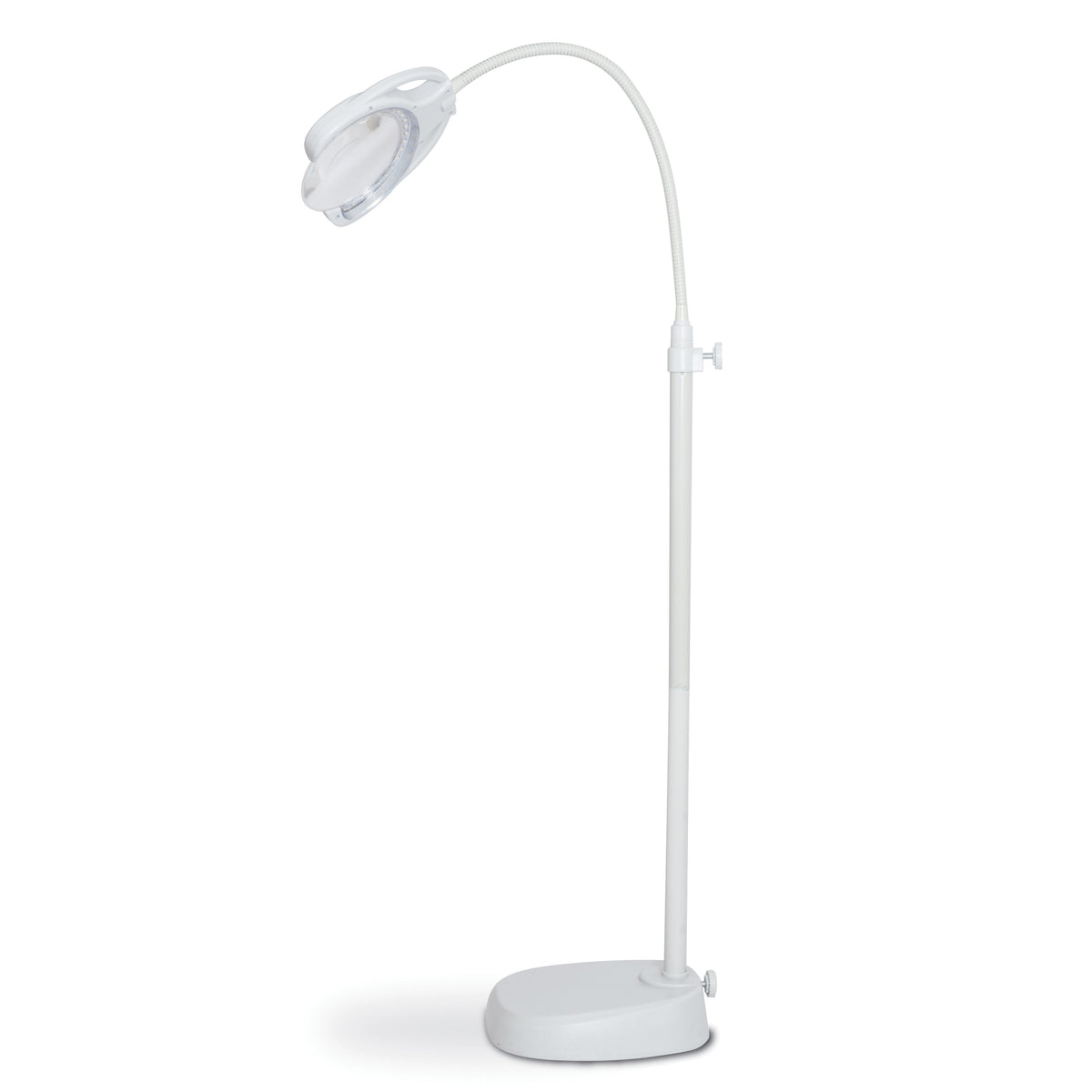 PURElite LED magnifying lamp with rimless lens on a floor stand