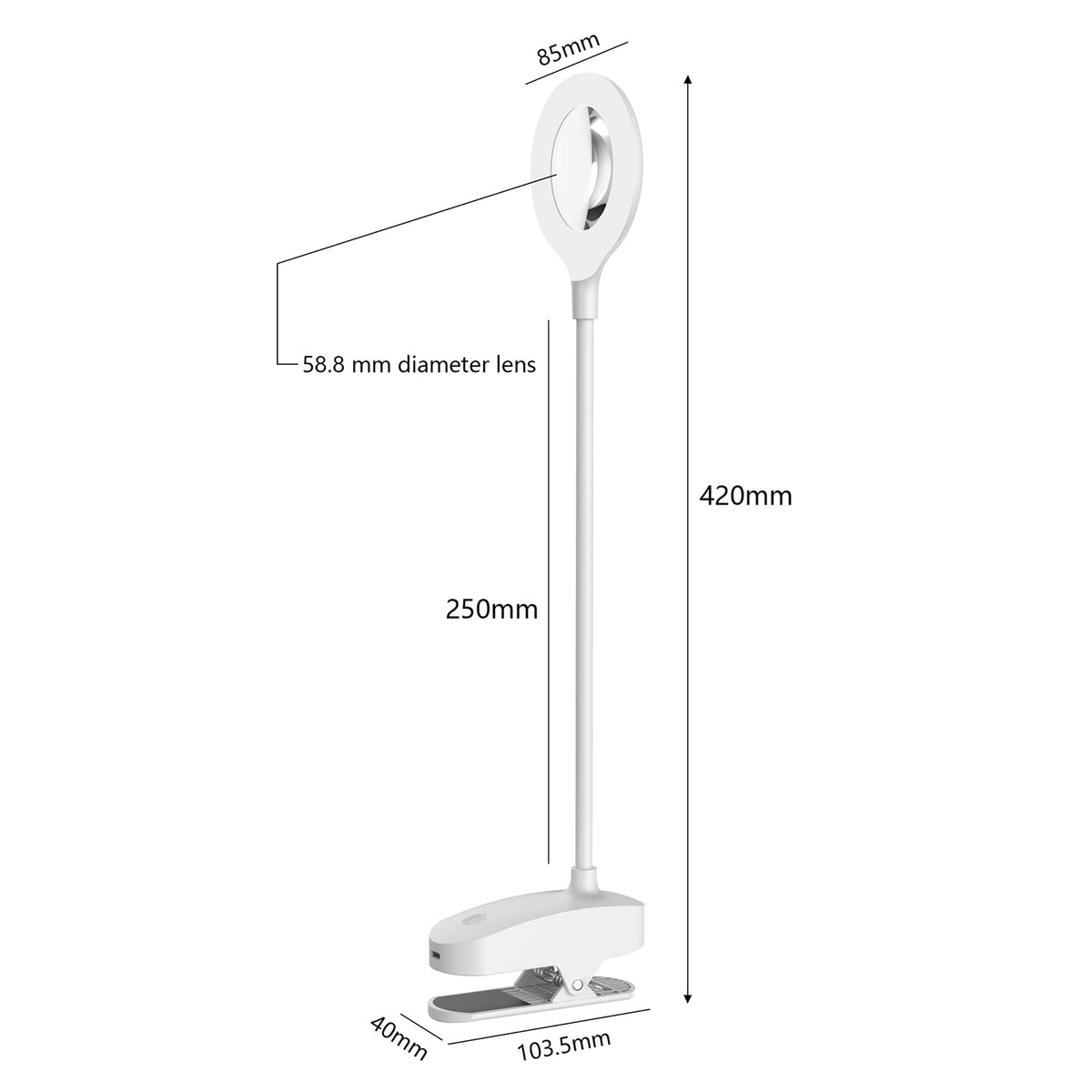 PURElite Ray clip-on magnifying light with gooseneck