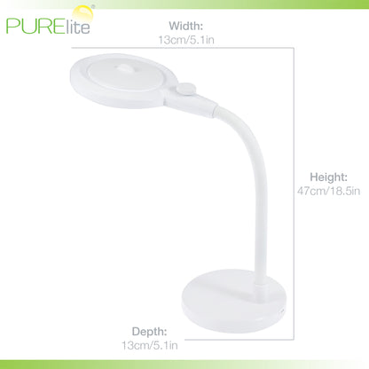 PURElite Aura magnifying table lamp with gooseneck