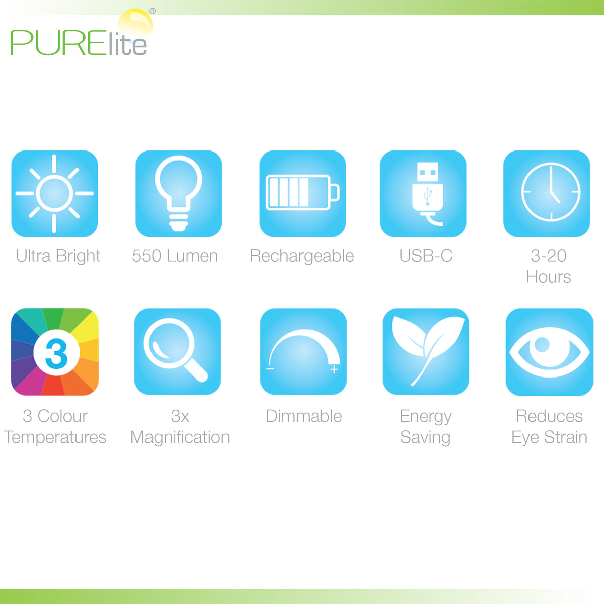 PURElite Aura magnifying table lamp with gooseneck