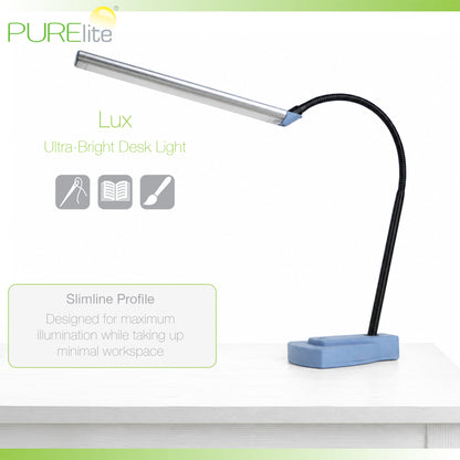 PURElite Lux LED table lamp with long head and gooseneck