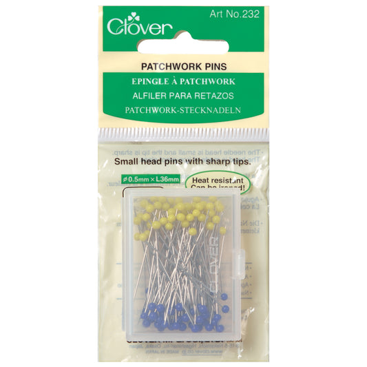 Clover glass head patchwork pins in pack