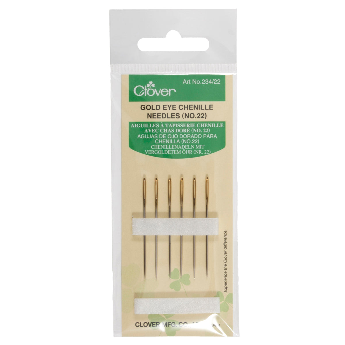 Clover gold eye chenille needles in packet
