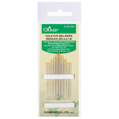Clover gold eye milliners needles in packet