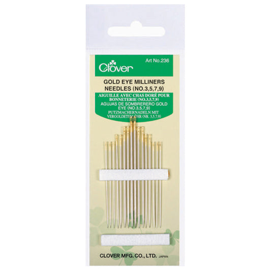 Clover gold eye milliners needles in packet