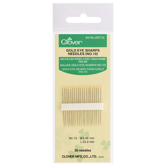 Pack of Clover Gold Eye sharps hand sewing needles