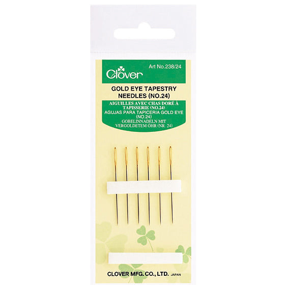 Clover gold eye tapestry needles in packet