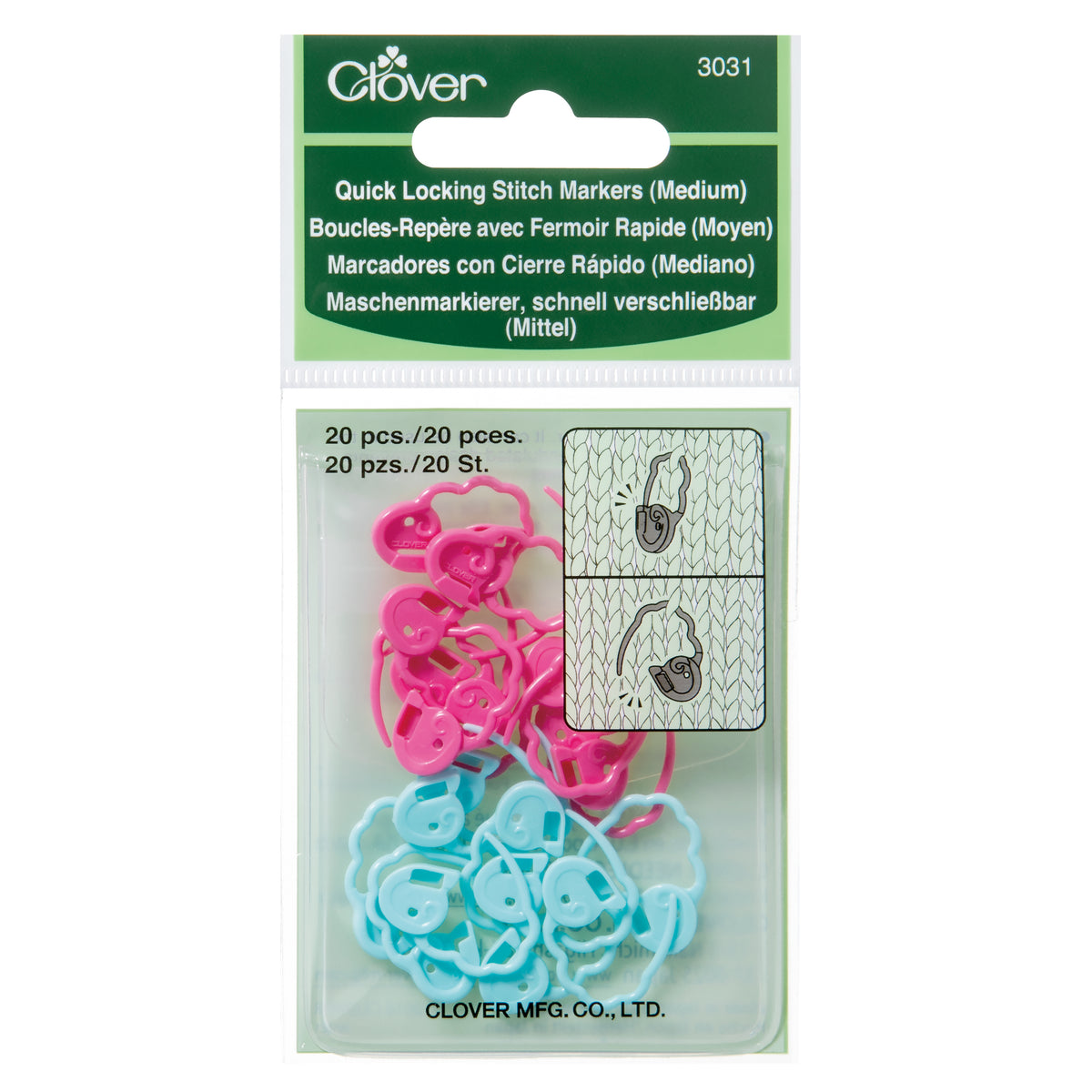 Clover medium locking stitch markers with case
